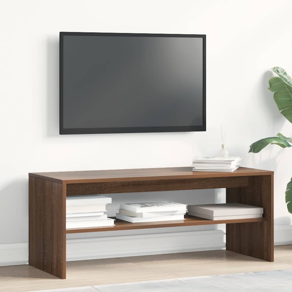 Tv-meubel 100x40x40 cm bewerkt hout bruin eikenkleur is nu te koop bij PeponiXL, paradijselijk wonen!