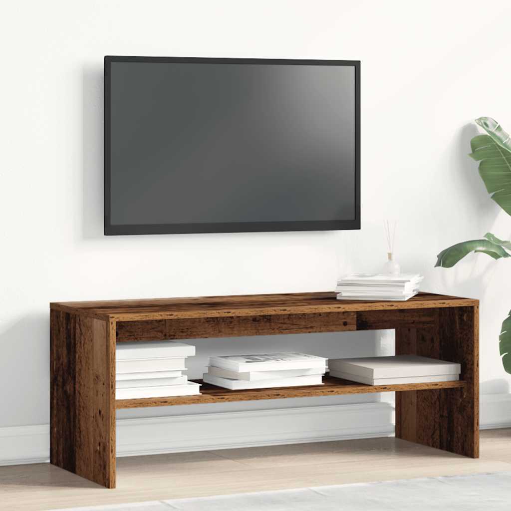 Tv-meubel 100x40x40 cm bewerkt hout oud houtkleurig is nu te koop bij PeponiXL, paradijselijk wonen!