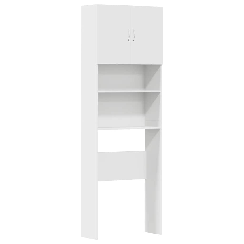 Wasmachinekast 64x24x190 cm bewerkt hout wit is nu te koop bij PeponiXL, paradijselijk wonen!