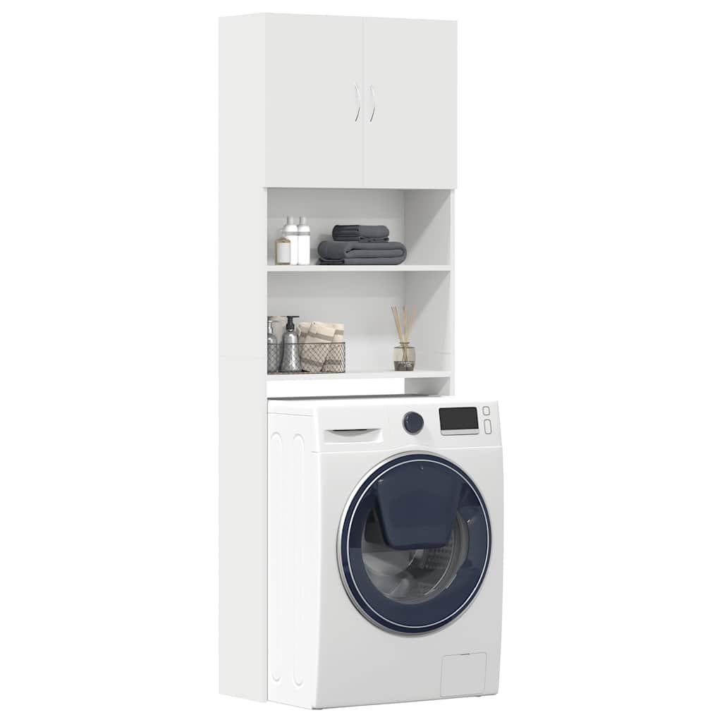 Wasmachinekast 64x24x190 cm bewerkt hout wit is nu te koop bij PeponiXL, paradijselijk wonen!