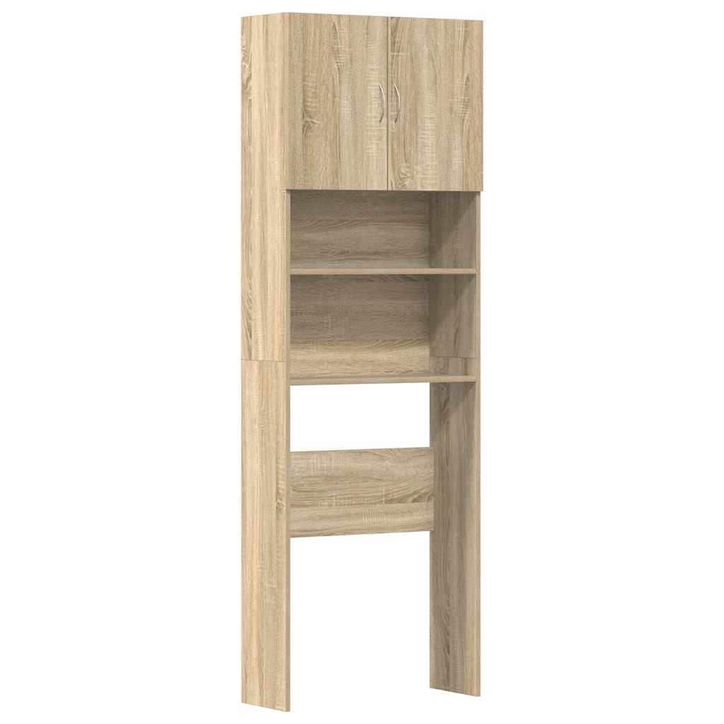 Wasmachinekast 64x24x190 cm bewerkt hout en sonoma eikenkleurig is nu te koop bij PeponiXL, paradijselijk wonen!