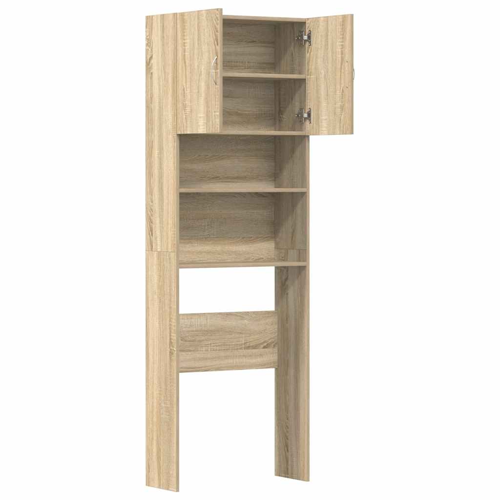 Wasmachinekast 64x24x190 cm bewerkt hout en sonoma eikenkleurig is nu te koop bij PeponiXL, paradijselijk wonen!