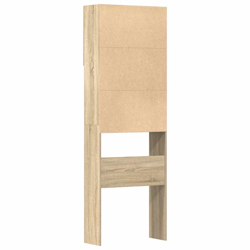 Wasmachinekast 64x24x190 cm bewerkt hout en sonoma eikenkleurig is nu te koop bij PeponiXL, paradijselijk wonen!
