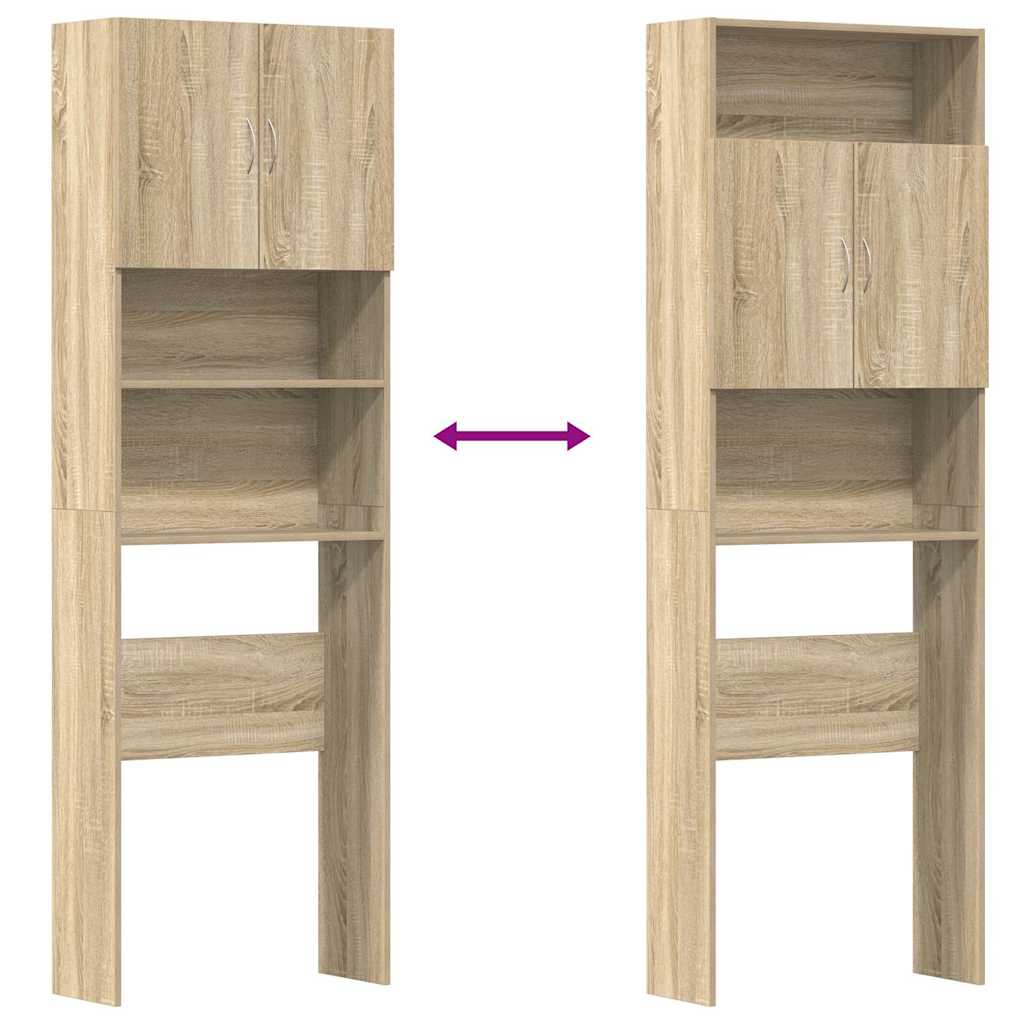 Wasmachinekast 64x24x190 cm bewerkt hout en sonoma eikenkleurig is nu te koop bij PeponiXL, paradijselijk wonen!