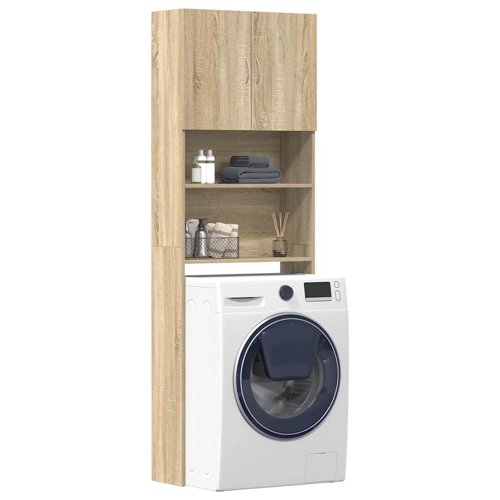 Wasmachinekast 64x24x190 cm bewerkt hout en sonoma eikenkleurig is nu te koop bij PeponiXL, paradijselijk wonen!