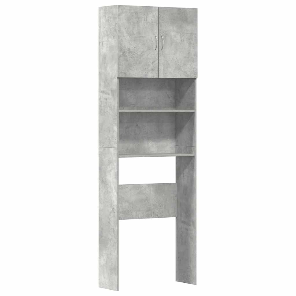 Wasmachinekast 64x24x190 cm bewerkt hout betongrijs is nu te koop bij PeponiXL, paradijselijk wonen!