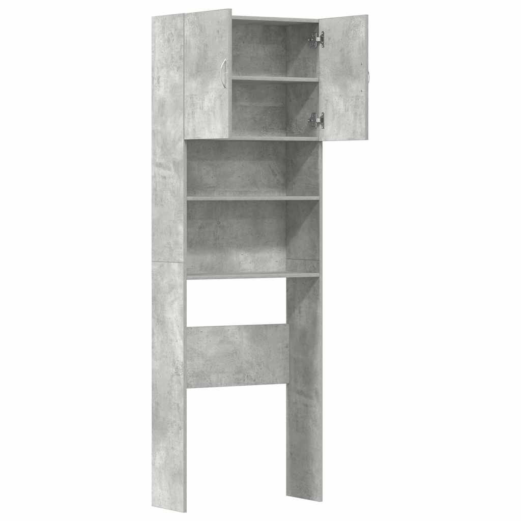 Wasmachinekast 64x24x190 cm bewerkt hout betongrijs is nu te koop bij PeponiXL, paradijselijk wonen!