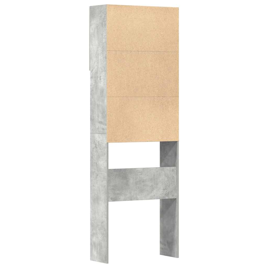 Wasmachinekast 64x24x190 cm bewerkt hout betongrijs is nu te koop bij PeponiXL, paradijselijk wonen!