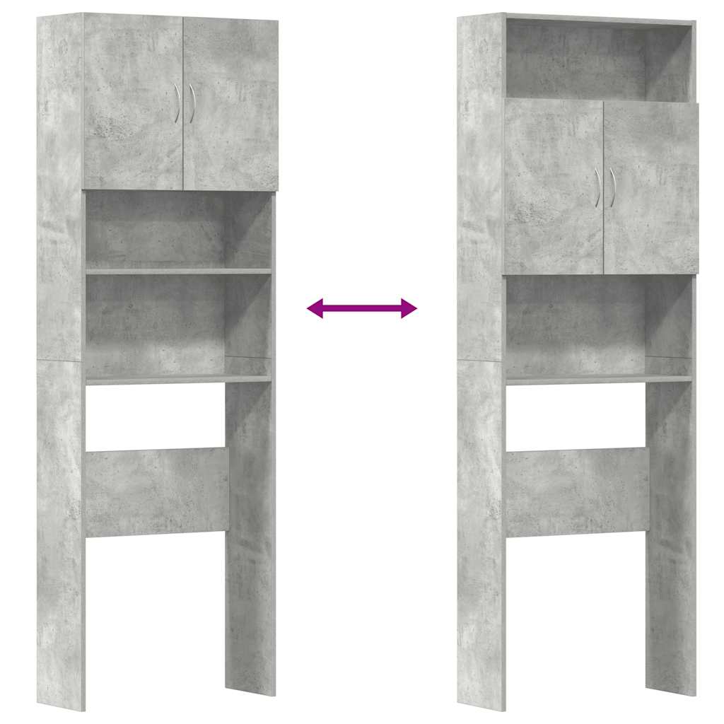 Wasmachinekast 64x24x190 cm bewerkt hout betongrijs is nu te koop bij PeponiXL, paradijselijk wonen!