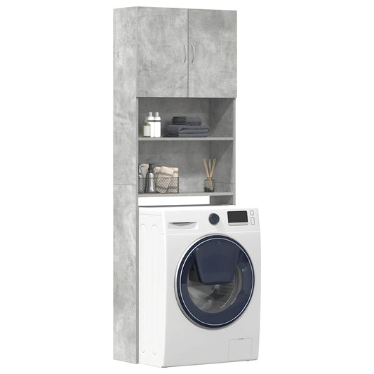 Wasmachinekast 64x24x190 cm bewerkt hout betongrijs is nu te koop bij PeponiXL, paradijselijk wonen!