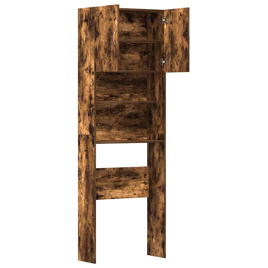 Wasmachinekast 64x24x190 cm bewerkt hout gerookt eikenkleurig is nu te koop bij PeponiXL, paradijselijk wonen!