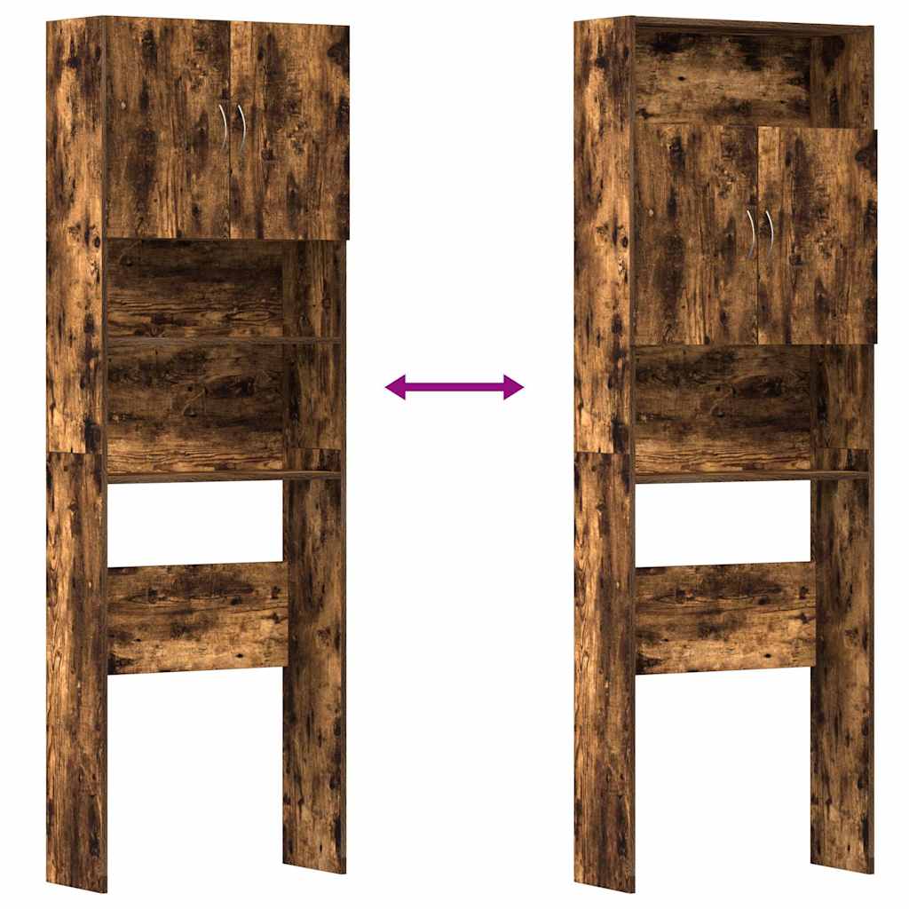 Wasmachinekast 64x24x190 cm bewerkt hout gerookt eikenkleurig is nu te koop bij PeponiXL, paradijselijk wonen!