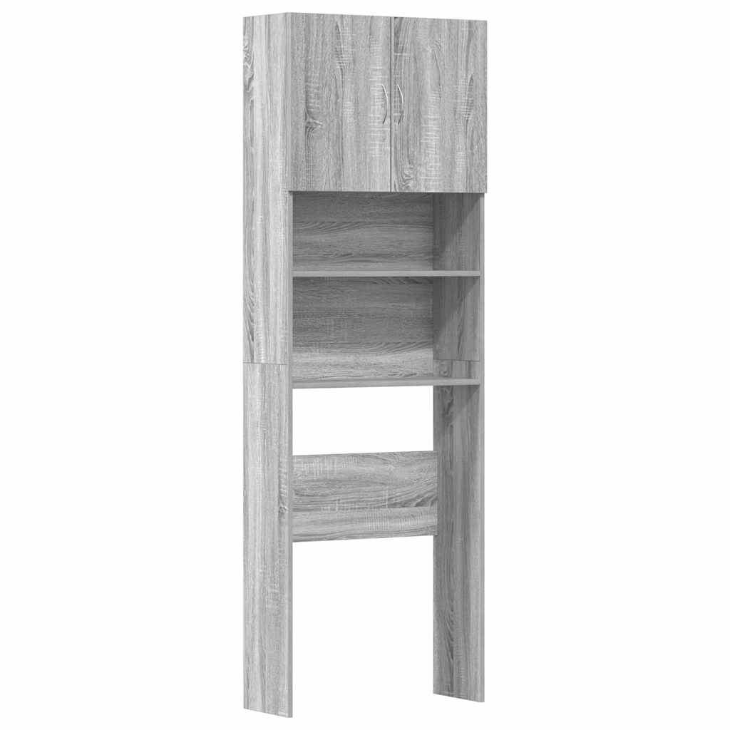Wasmachinekast 64x24x190 cm bewerkt hout grijs sonoma eikenkl is nu te koop bij PeponiXL, paradijselijk wonen!