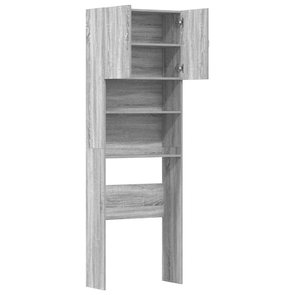 Wasmachinekast 64x24x190 cm bewerkt hout grijs sonoma eikenkl is nu te koop bij PeponiXL, paradijselijk wonen!