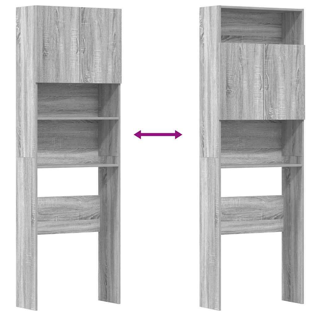 Wasmachinekast 64x24x190 cm bewerkt hout grijs sonoma eikenkl is nu te koop bij PeponiXL, paradijselijk wonen!