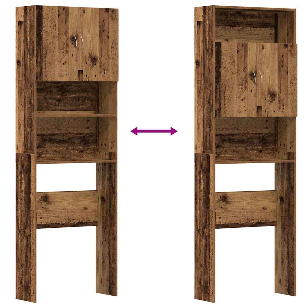 Wasmachinekast 64x24x190 cm bewerkt hout oud houtkleurig is nu te koop bij PeponiXL, paradijselijk wonen!