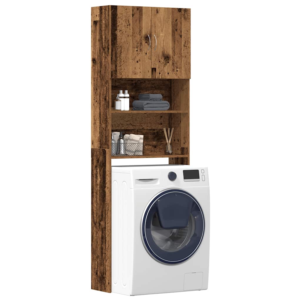 Wasmachinekast 64x24x190 cm bewerkt hout oud houtkleurig is nu te koop bij PeponiXL, paradijselijk wonen!