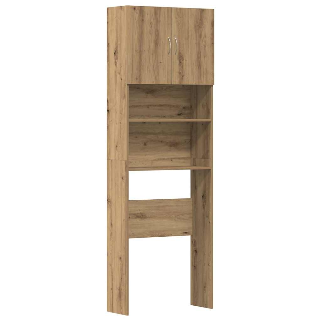 Wasmachinekast 64x24x190 cm bewerkt hout artisanaal eikenkleur is nu te koop bij PeponiXL, paradijselijk wonen!