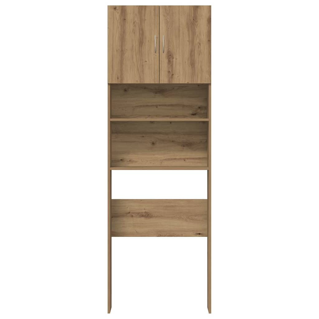 Wasmachinekast 64x24x190 cm bewerkt hout artisanaal eikenkleur is nu te koop bij PeponiXL, paradijselijk wonen!