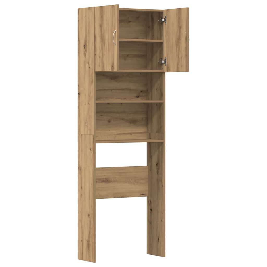 Wasmachinekast 64x24x190 cm bewerkt hout artisanaal eikenkleur is nu te koop bij PeponiXL, paradijselijk wonen!