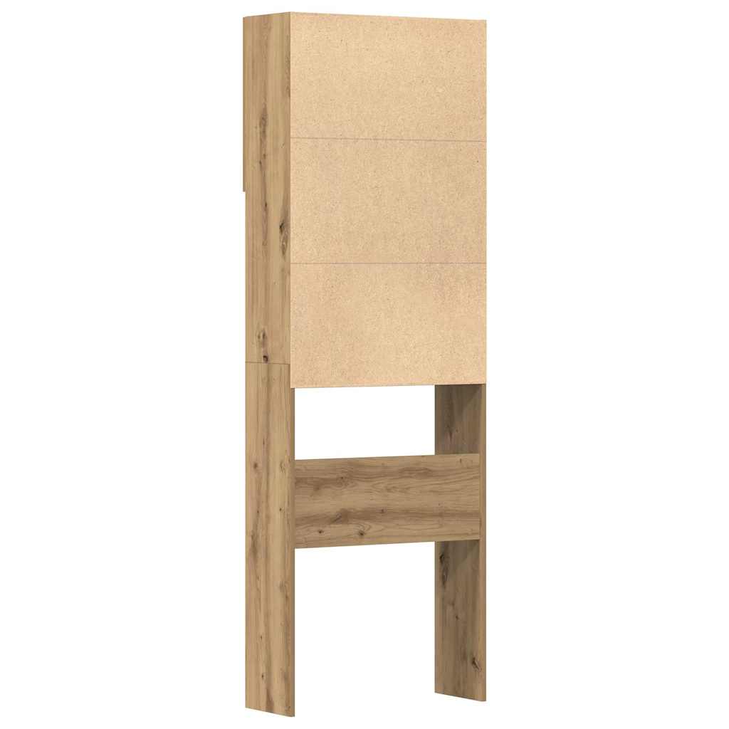 Wasmachinekast 64x24x190 cm bewerkt hout artisanaal eikenkleur is nu te koop bij PeponiXL, paradijselijk wonen!