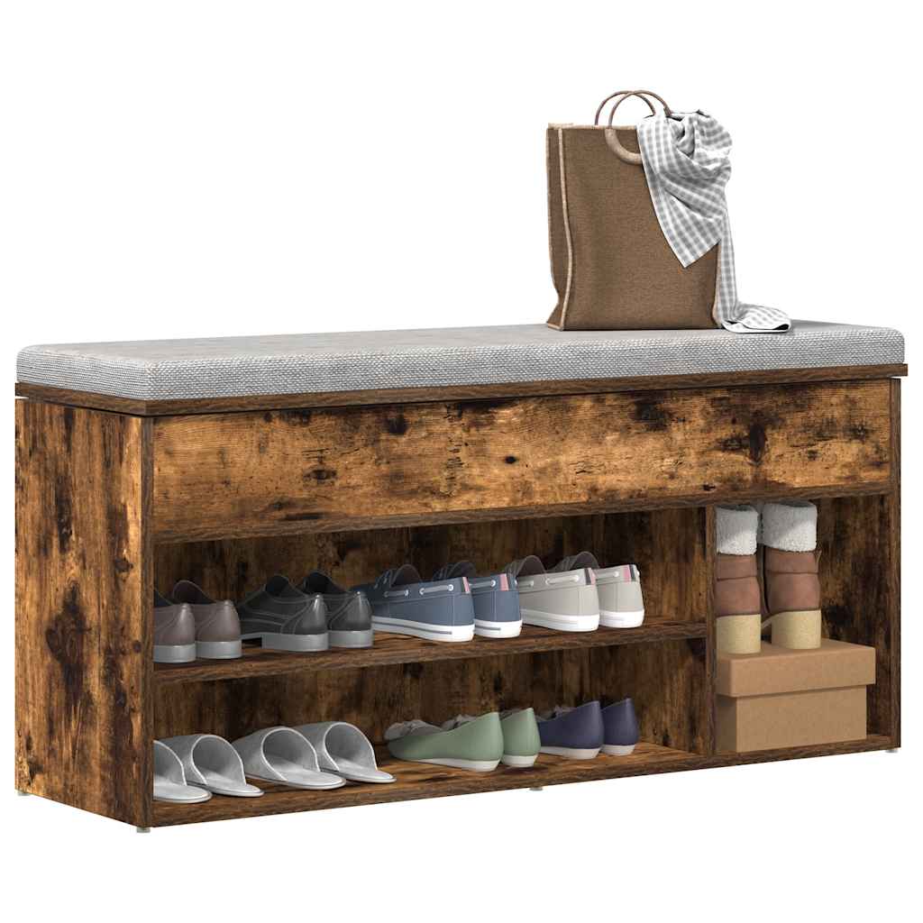 Schoenenbank 102x30,5x45 cm bewerkt hout gerookt eikenkleurig is nu te koop bij PeponiXL, paradijselijk wonen!