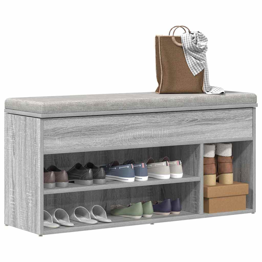 Schoenenbank 102x30,5x45cm bewerkt hout grijs sonoma eikenkleur is nu te koop bij PeponiXL, paradijselijk wonen!