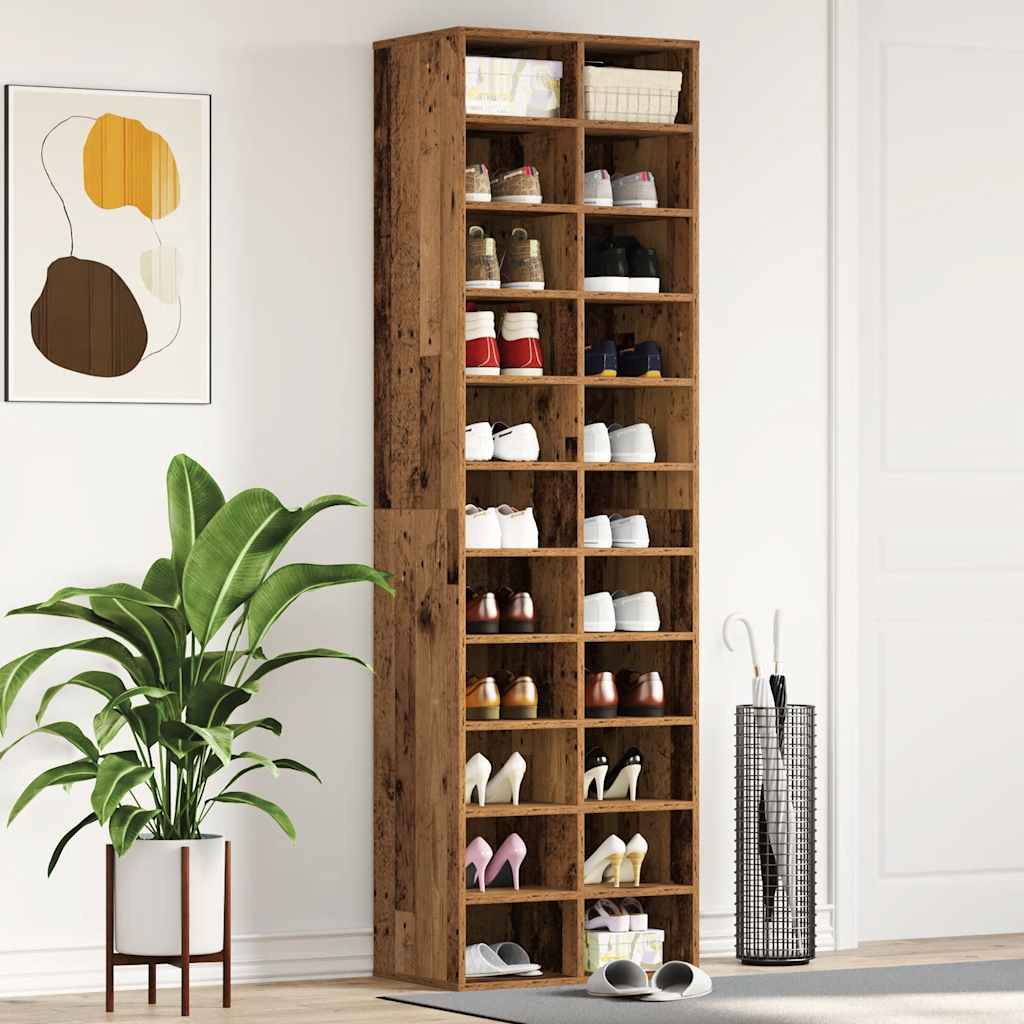 Schoenenkast 54x34x183 cm spaanplaat oud hout is nu te koop bij PeponiXL, paradijselijk wonen!
