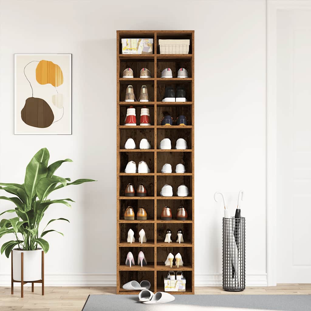 Schoenenkast 54x34x183 cm spaanplaat oud hout is nu te koop bij PeponiXL, paradijselijk wonen!