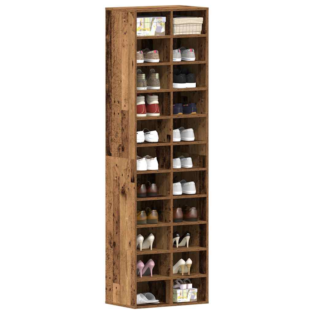 Schoenenkast 54x34x183 cm spaanplaat oud hout is nu te koop bij PeponiXL, paradijselijk wonen!