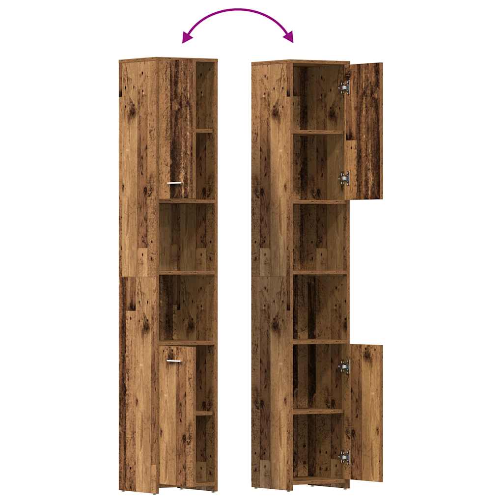 Badkamerkast 30x30x183,5 cm bewerkt hout oud houtkleurig is nu te koop bij PeponiXL, paradijselijk wonen!