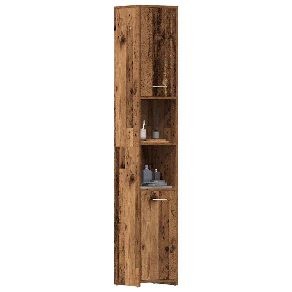 Badkamerkast 30x30x183,5 cm bewerkt hout oud houtkleurig is nu te koop bij PeponiXL, paradijselijk wonen!