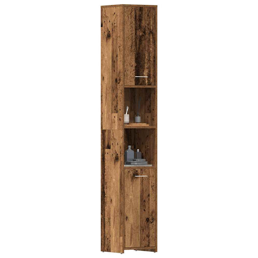 Badkamerkast 30x30x183,5 cm bewerkt hout oud houtkleurig is nu te koop bij PeponiXL, paradijselijk wonen!