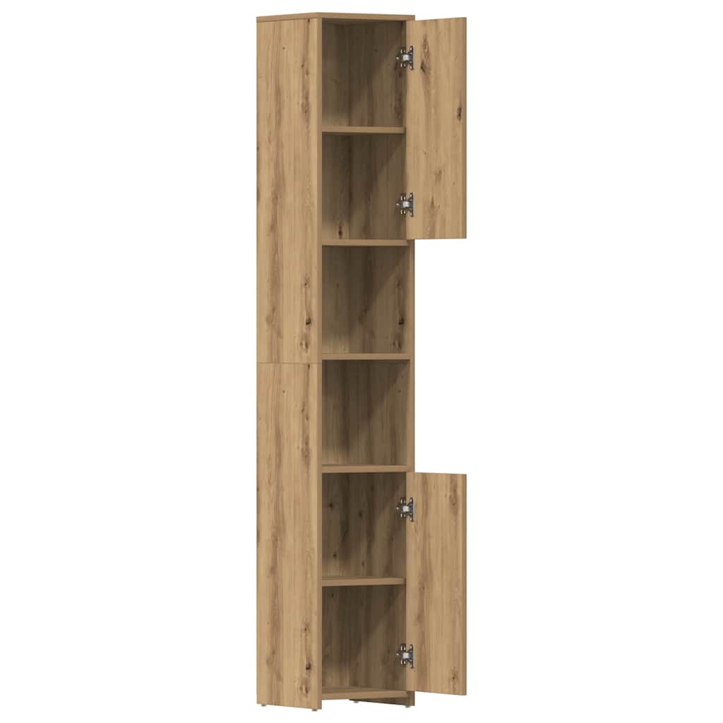 Badkamerkast 30x30x183,5 cm bewerkt hout artisanaal eikenkleur is nu te koop bij PeponiXL, paradijselijk wonen!