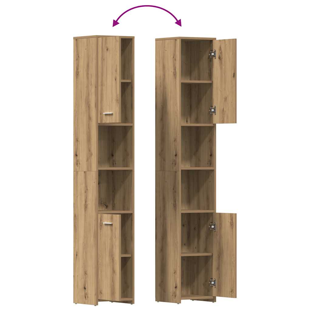 Badkamerkast 30x30x183,5 cm bewerkt hout artisanaal eikenkleur is nu te koop bij PeponiXL, paradijselijk wonen!