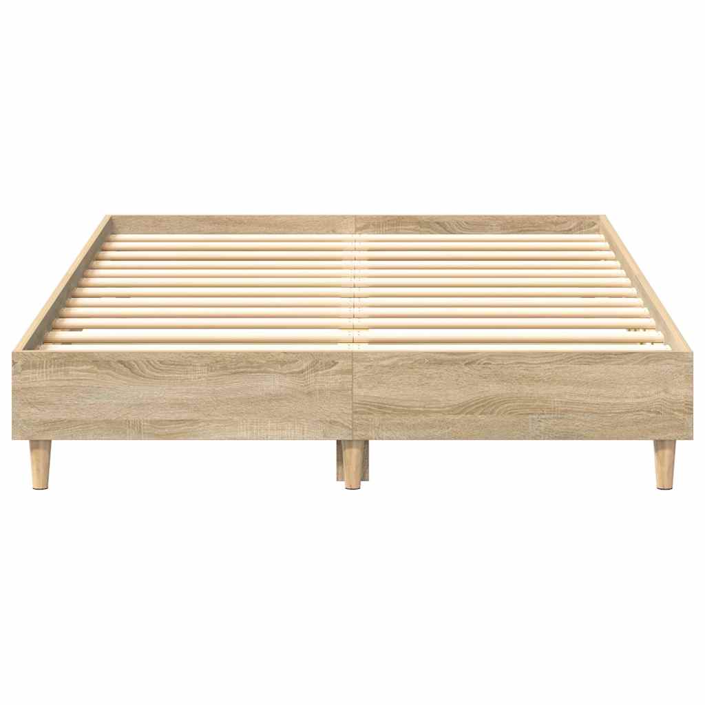 Bedframe zonder matras 120x200cm spaanplaat sonoma eikenkleurig is nu te koop bij PeponiXL, paradijselijk wonen!