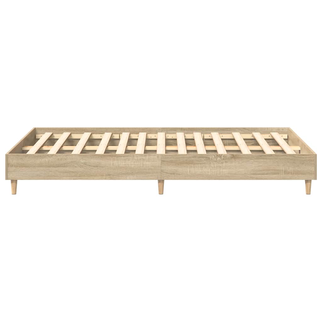 Bedframe zonder matras 120x200cm spaanplaat sonoma eikenkleurig is nu te koop bij PeponiXL, paradijselijk wonen!