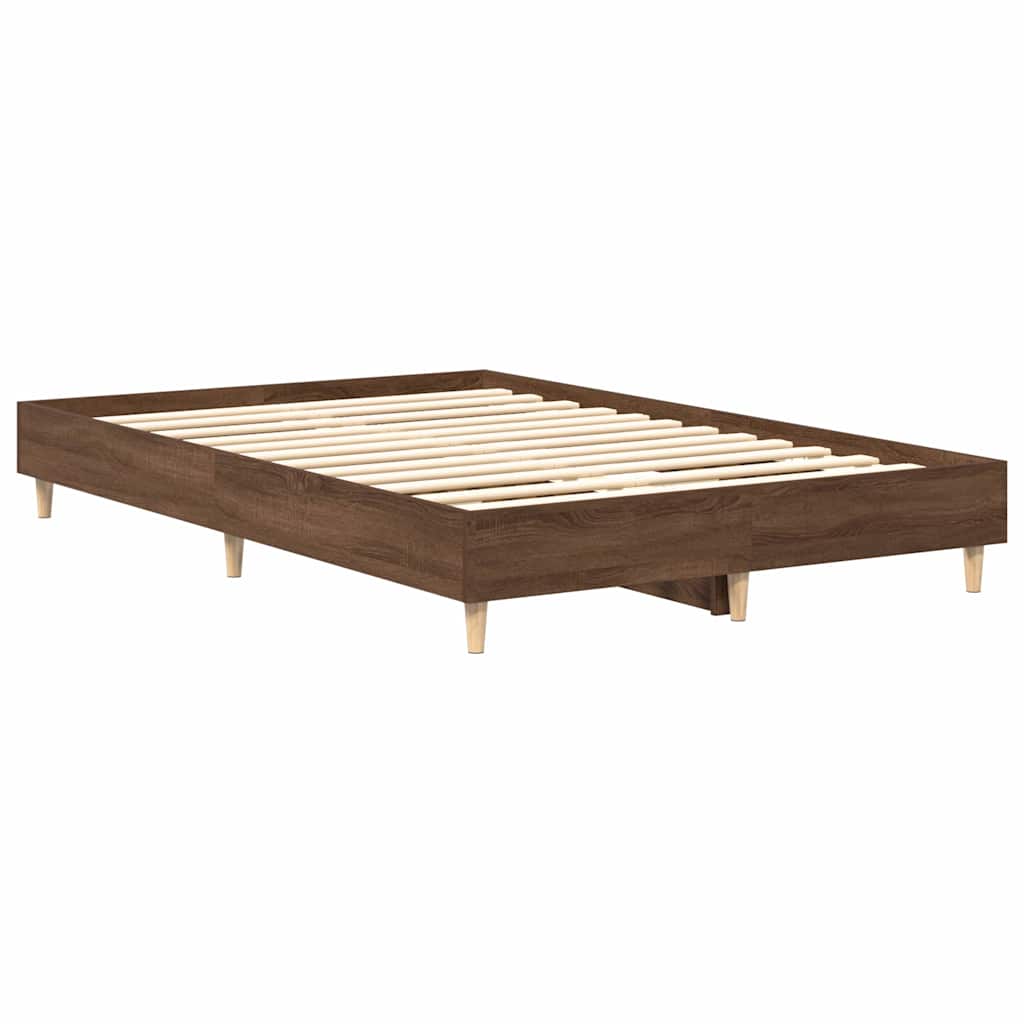 Bedframe zonder matras 120x200 cm spaanplaat bruin eikenkleurig is nu te koop bij PeponiXL, paradijselijk wonen!