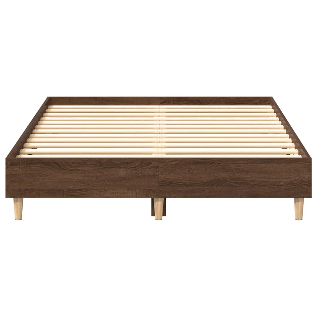 Bedframe zonder matras 120x200 cm spaanplaat bruin eikenkleurig is nu te koop bij PeponiXL, paradijselijk wonen!