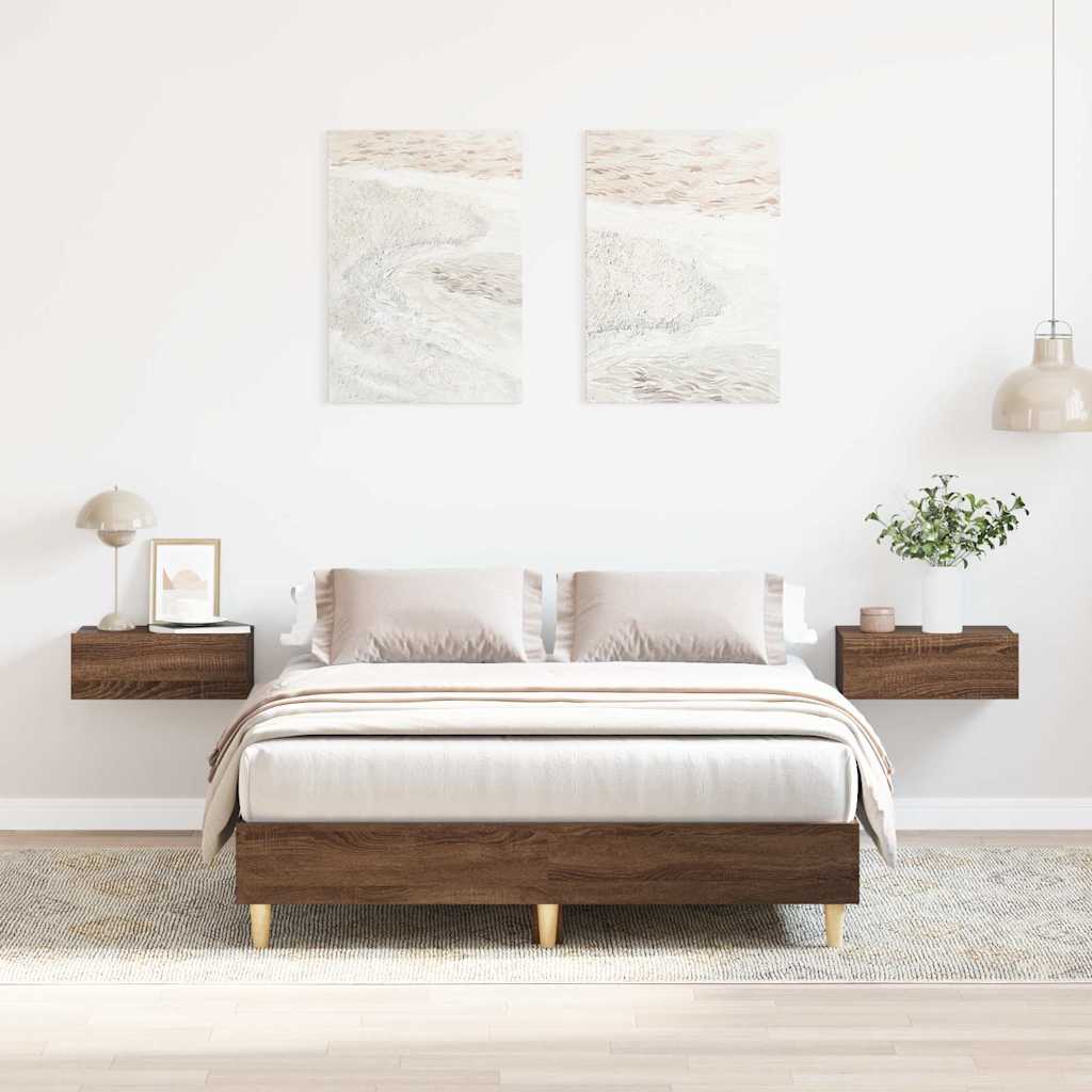 Bedframe zonder matras 120x200 cm spaanplaat bruin eikenkleurig is nu te koop bij PeponiXL, paradijselijk wonen!