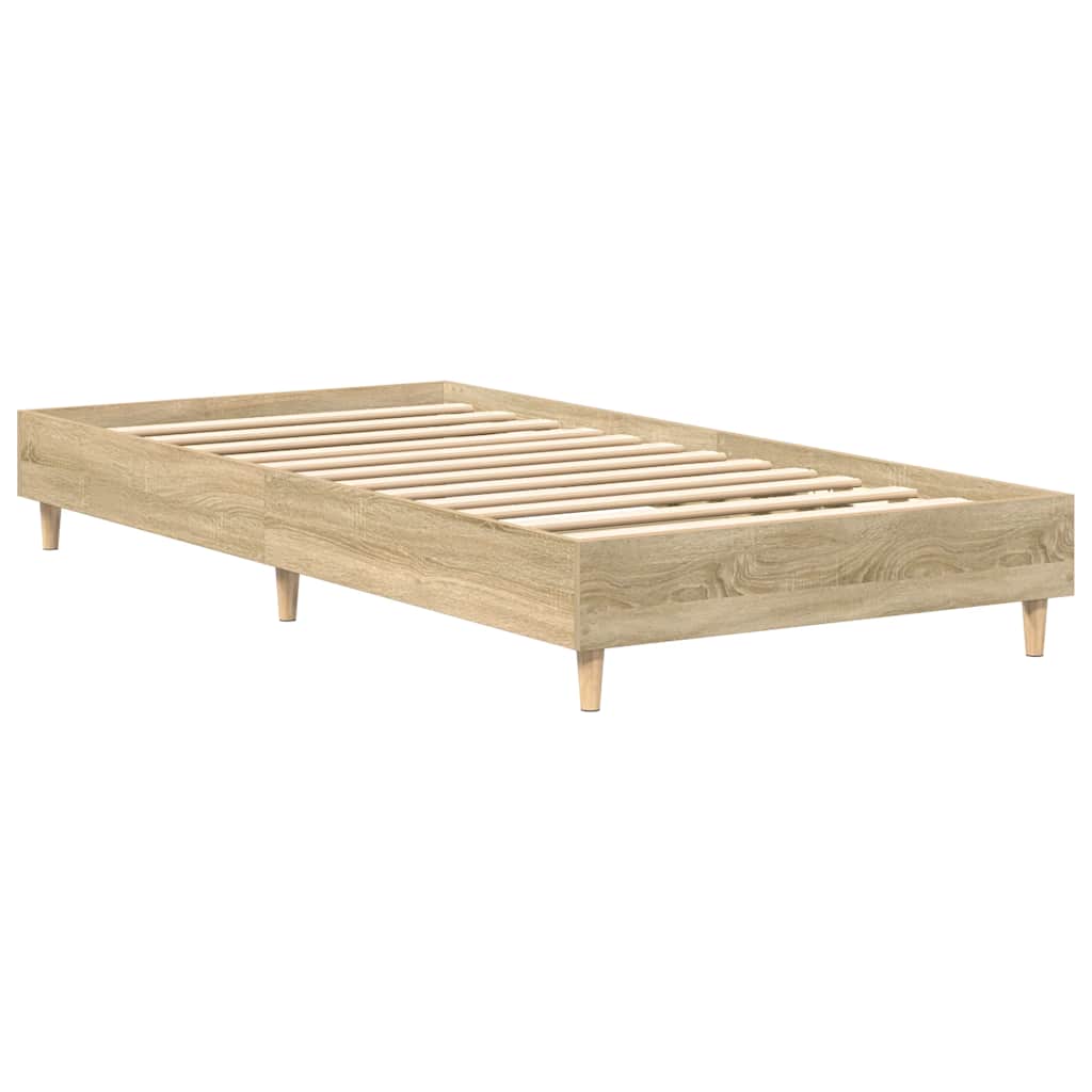 Bedframe zonder matras 100x200cm spaanplaat sonoma eikenkleurig is nu te koop bij PeponiXL, paradijselijk wonen!