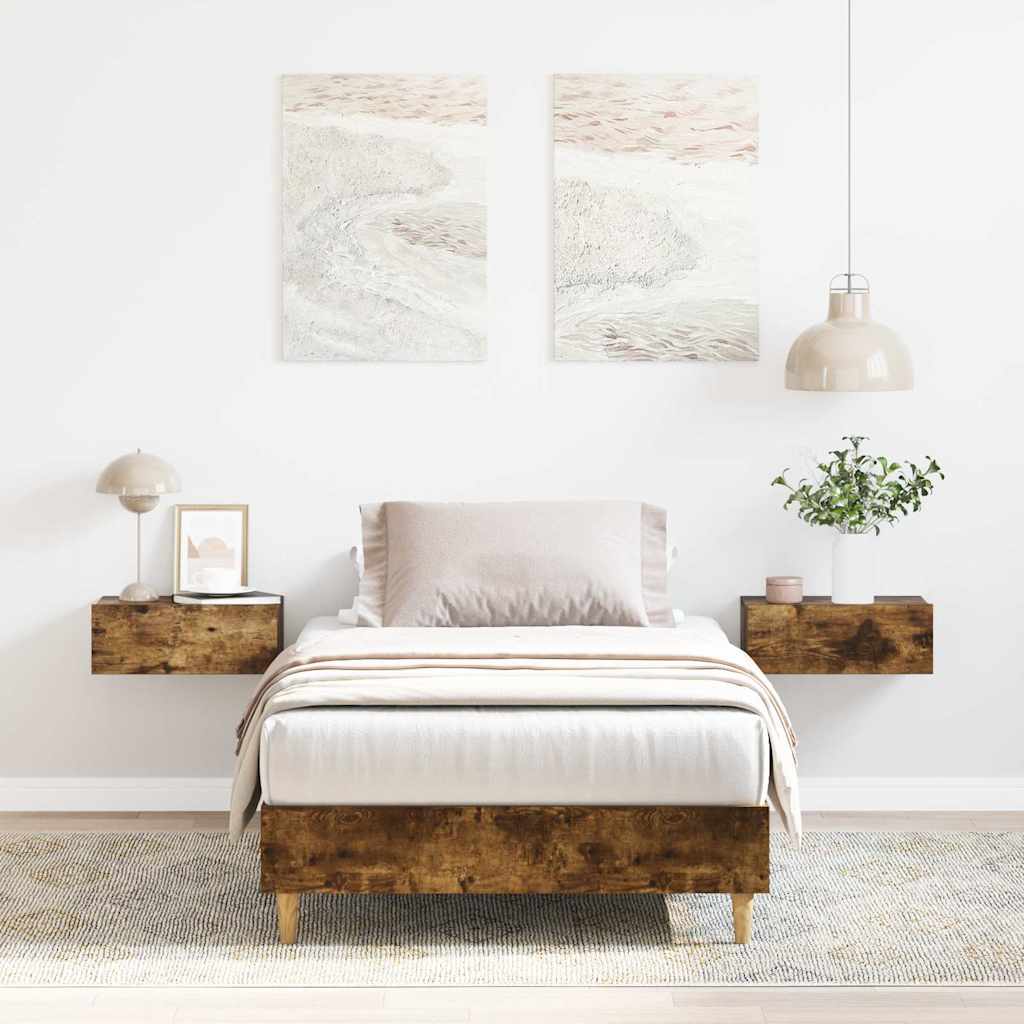 Bedframe zonder matras 100x200 cm spaanplaat gerookt eiken is nu te koop bij PeponiXL, paradijselijk wonen!