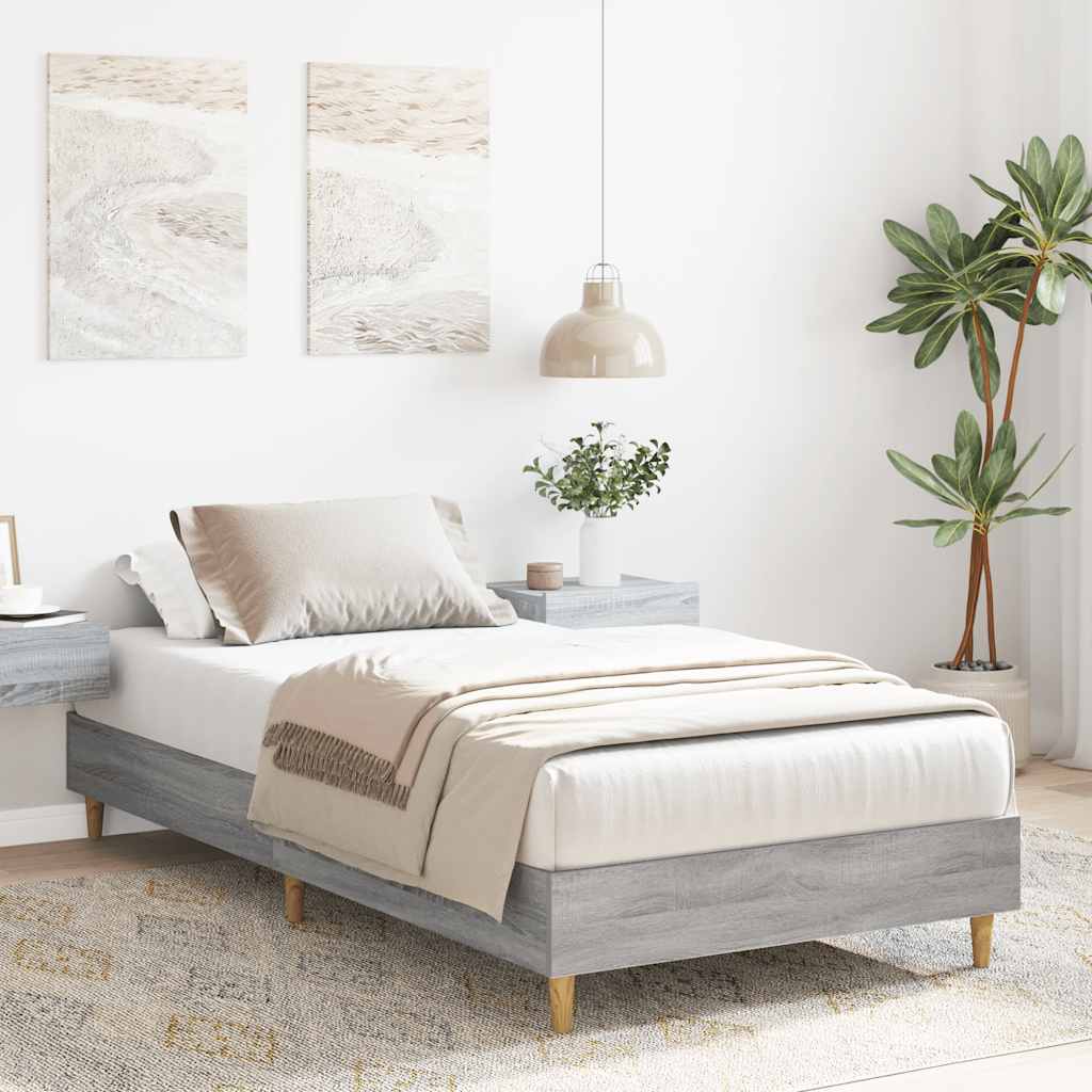 Bedframe zonder matras 100x200 cm spaanplaat grijs sonoma is nu te koop bij PeponiXL, paradijselijk wonen!