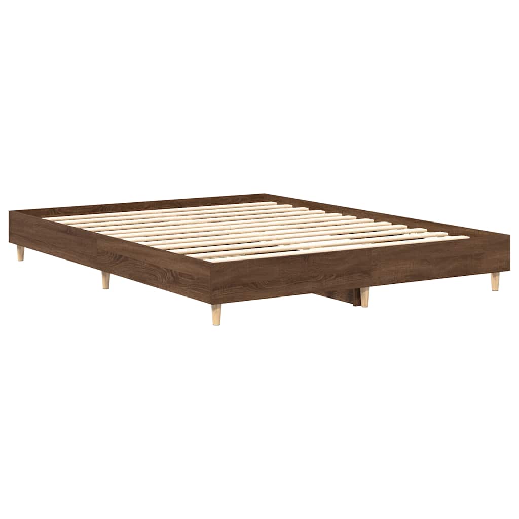 Bedframe zonder matras 100x200 cm spaanplaat bruin eikenkleurig is nu te koop bij PeponiXL, paradijselijk wonen!