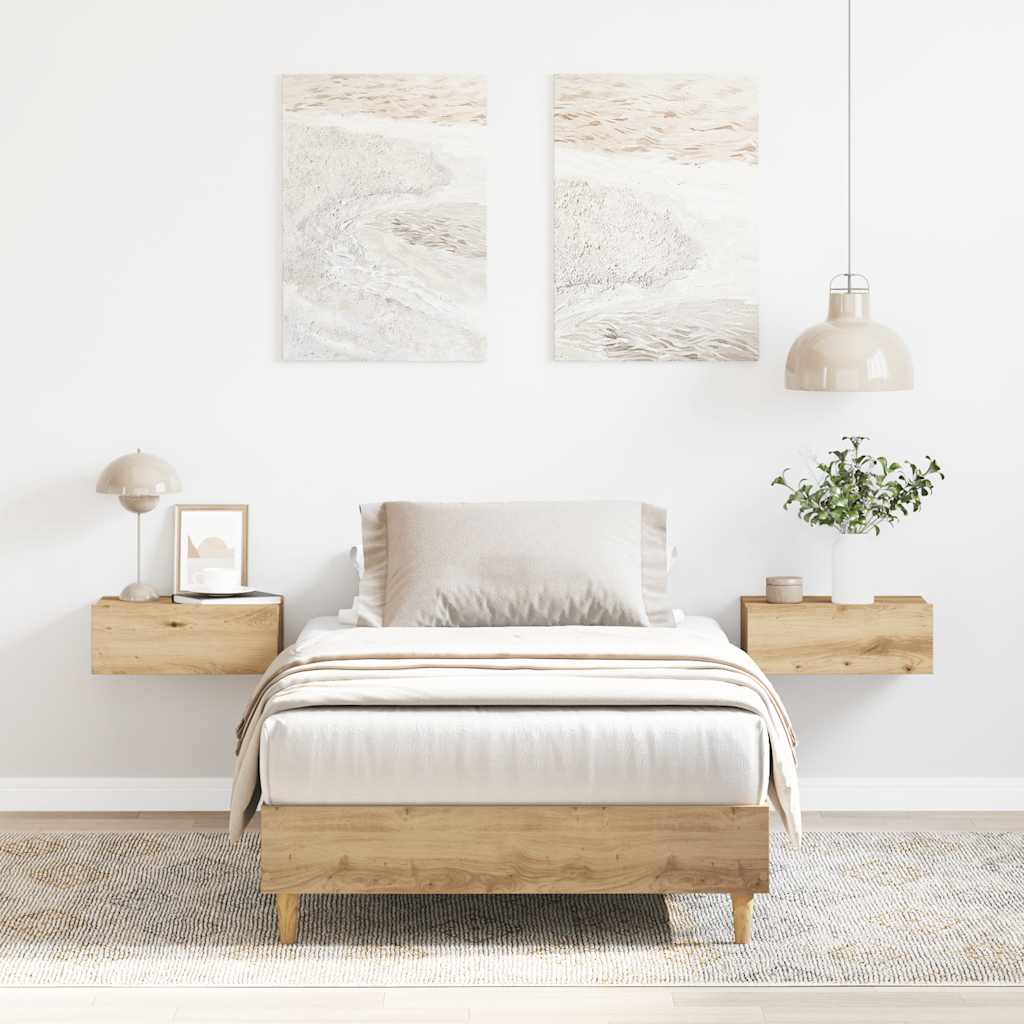 Bedframe zonder matras 100x200 cm spaanplaat artisanaal eiken is nu te koop bij PeponiXL, paradijselijk wonen!