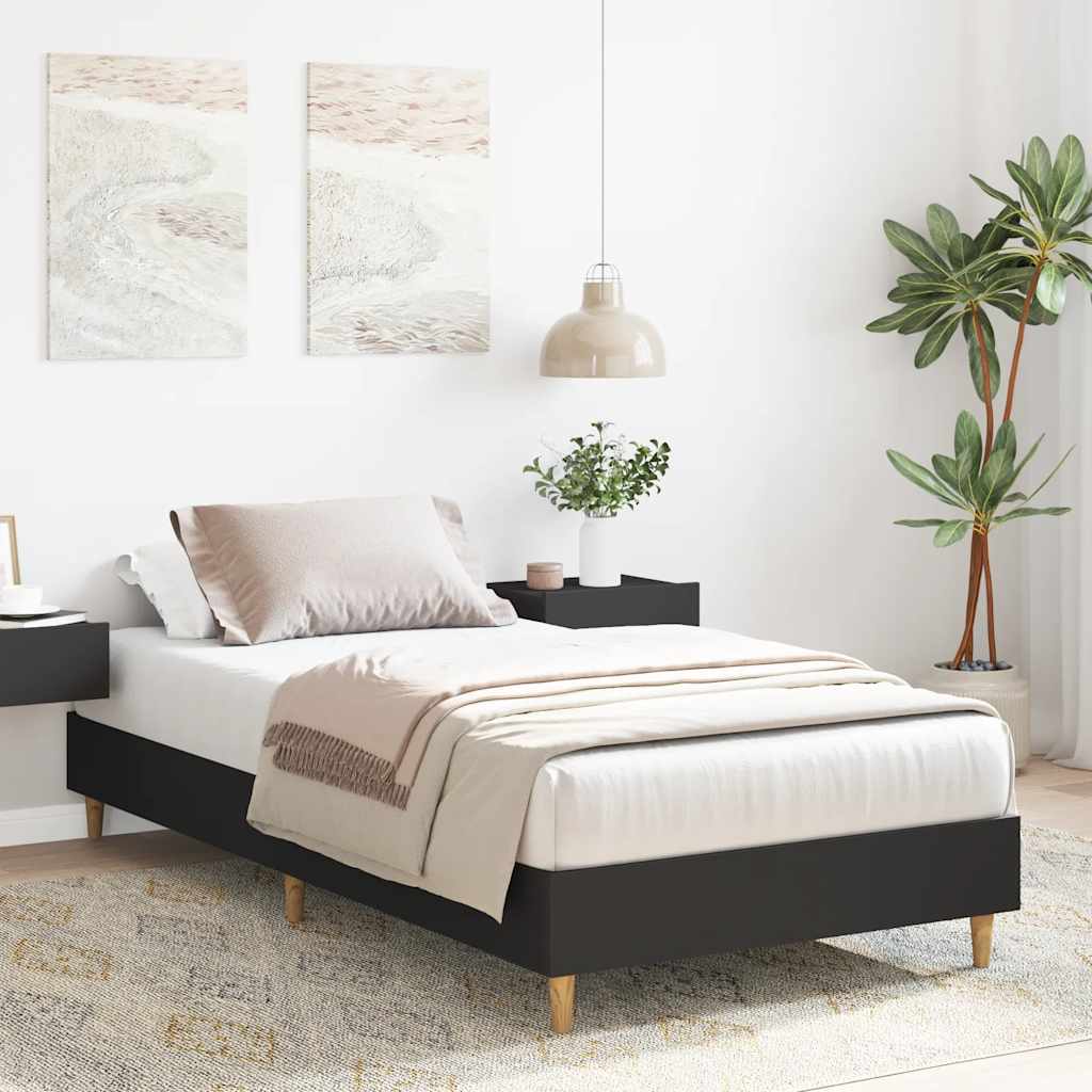 Bedframe zonder matras 90x200 cm spaanplaat zwart is nu te koop bij PeponiXL, paradijselijk wonen!