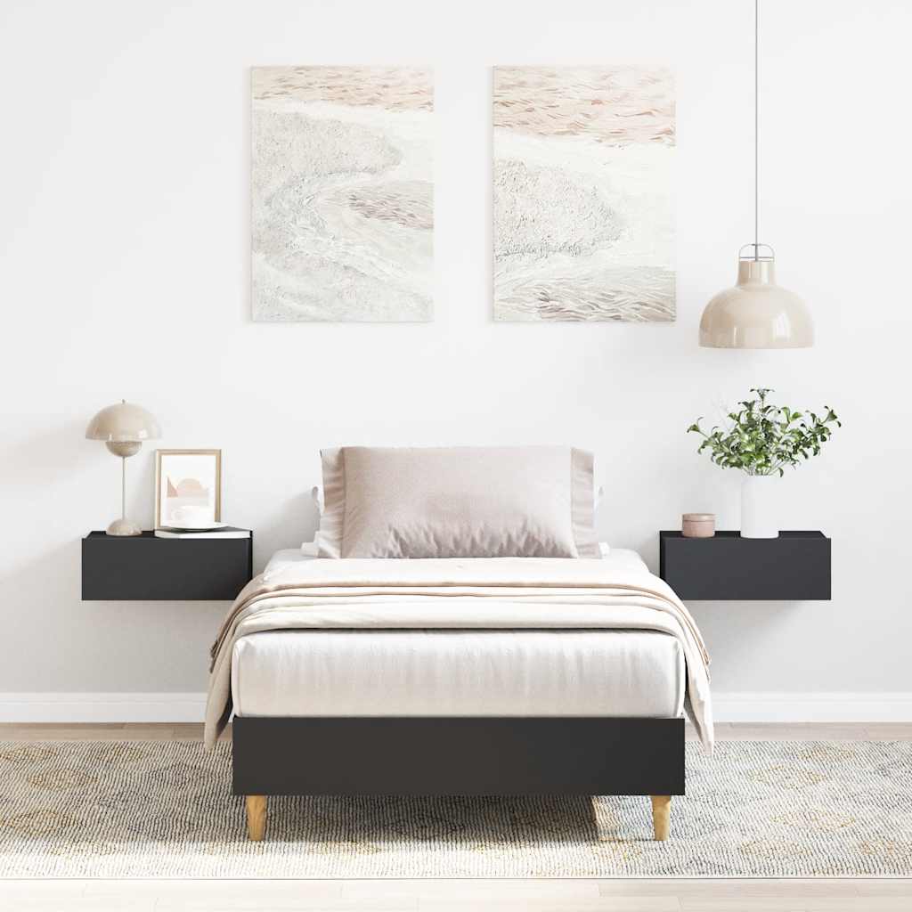 Bedframe zonder matras 90x200 cm spaanplaat zwart is nu te koop bij PeponiXL, paradijselijk wonen!