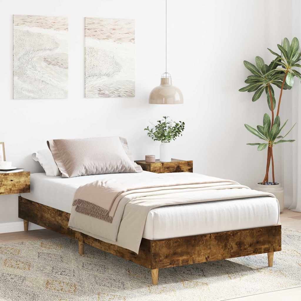 Bedframe zonder matras 90x200 cm spaanplaat gerookt eiken is nu te koop bij PeponiXL, paradijselijk wonen!