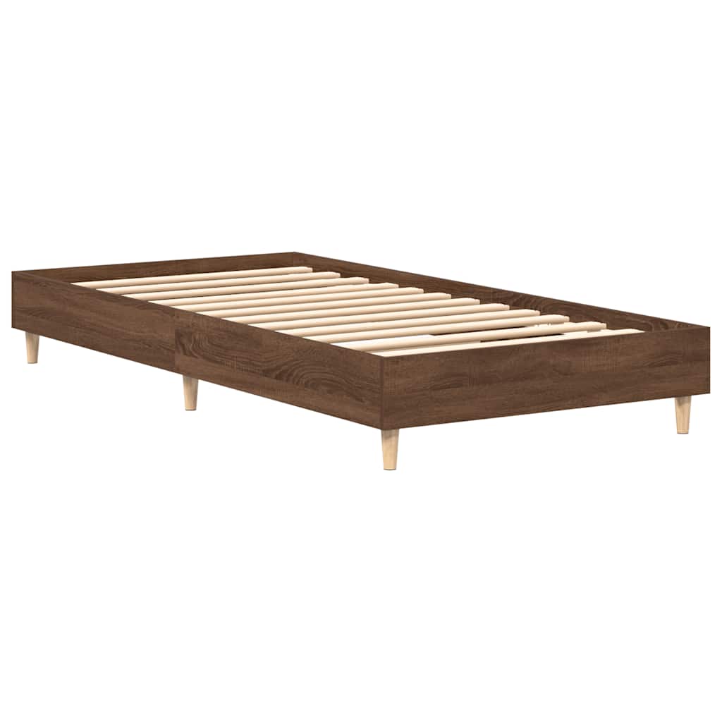 Bedframe zonder matras 90x200 cm spaanplaat bruin eiken is nu te koop bij PeponiXL, paradijselijk wonen!