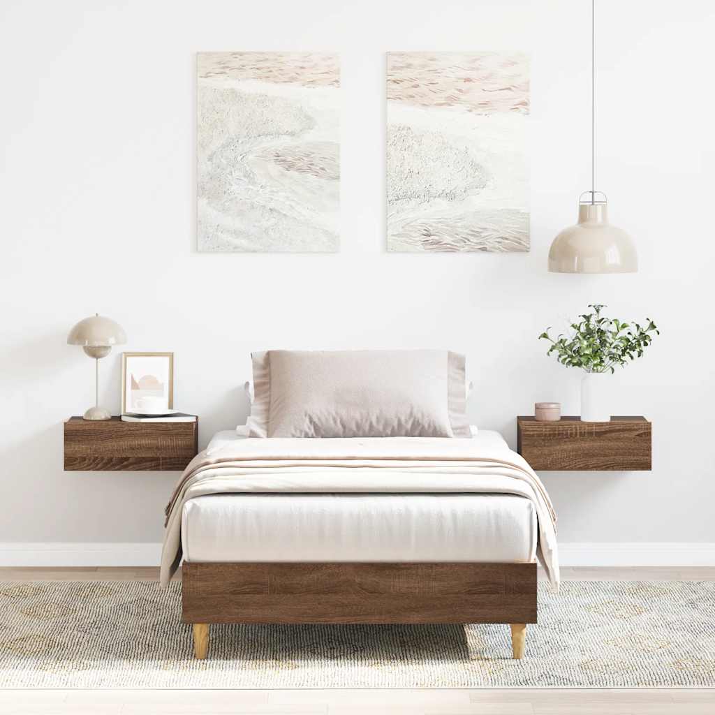 Bedframe zonder matras 90x200 cm spaanplaat bruin eiken is nu te koop bij PeponiXL, paradijselijk wonen!